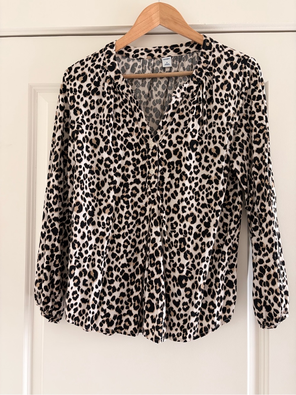 Old Navy Leopard Print Button-Front Blouse - Black & Cream